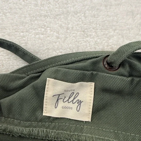 Anthropologie South Filly Goods Cross Back Overalls Women M Green Utility Boho - Picture 8 of 11